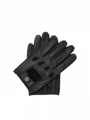 Czarne skórzane rękawiczki męskie samochodowe Kazar