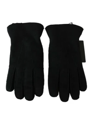 Czarne Skórzane Rękawiczki Motocyklowe dla Mężczyzn Dolce & Gabbana