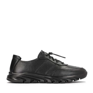 Czarne skórzane sneakersy męskie na futurystycznej podeszwie Kazar