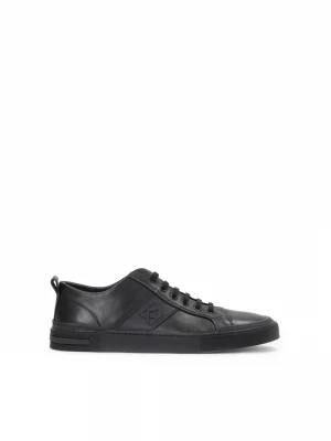 Czarne skórzane sneakersy męskie w minimalistycznym stylu Kazar