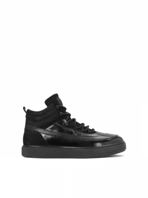 Czarne skórzane sneakersy męskie w nowoczesnym stylu Kazar