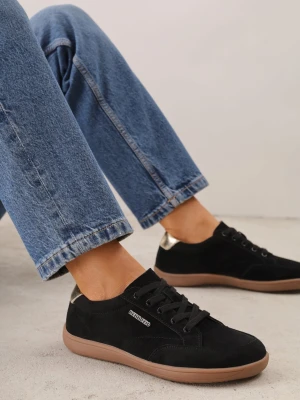 Czarne Skórzane Sneakersy w Stylu Retro Tenisówek Typu Barefoot Ignatia Berrozio