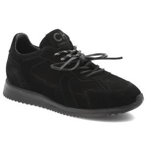 Czarne Sneakersy Chebello Skórzane Obuwie Damskie