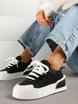 Zdjęcie produktu Czarne Sneakersy Chunky Typu Trampki na Niskiej Platformie Elanoriela