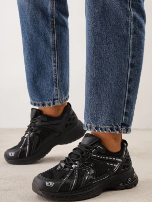 Czarne Sneakersy Dad Shoes z Siateczkową Cholewką na Piankowej Podeszwie Anotea Mulanka