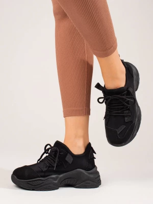 Czarne sneakersy damskie na platformie Shelovet Merg