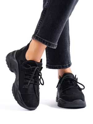 Czarne sneakersy damskie na platformie Shelvt