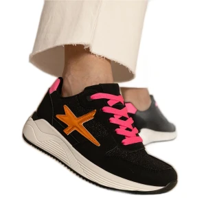 Czarne sneakersy damskie sportowe z brokatem Inna marka