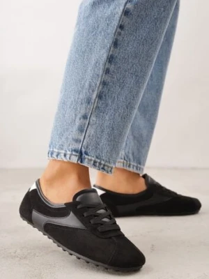 Czarne Sneakersy Kultowe Tenisówki Y2K z Imitacji Zamszu Nerialle sport