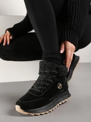 Czarne Sneakersy Mocno Ocieplone Sztucznym Futerkiem Rosanas