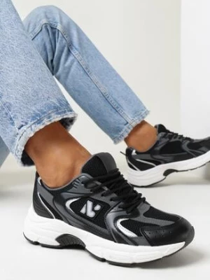 Czarne Sneakersy na Grubej Podeszwie Cameronia