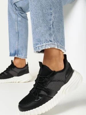 Zdjęcie produktu Czarne Sneakersy na Grubej Podeszwie Demetra