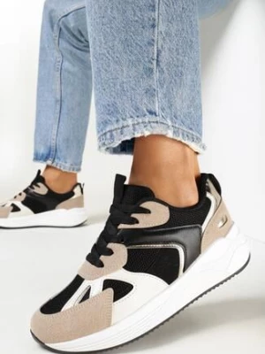 Czarne Sneakersy na Grubej Podeszwie Meleye