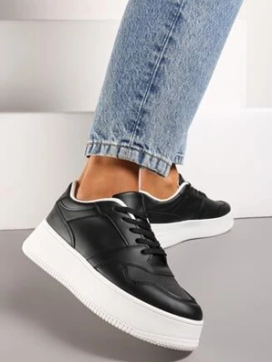 Zdjęcie produktu Czarne Sneakersy na Grubej Podeszwie przed Kostkę Kiwiana