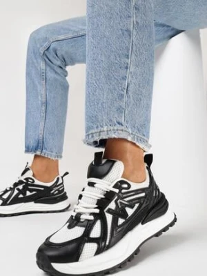 Czarne Sneakersy na Grubej Podeszwie z Siateczką Aslova