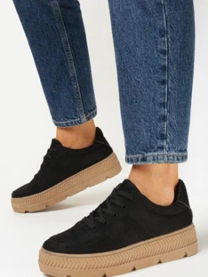 Czarne Sneakersy na Grubej Podeszwie z Tłoczeniami Try to Forget vices
