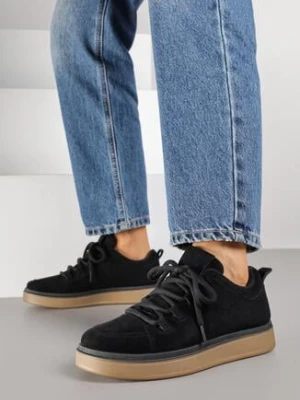 Czarne Sneakersy na Kauczukowej Podeszwie Lurrive givana