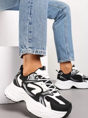Czarne Sneakersy na Masywnej Podeszwie z Siateczką Kubbia