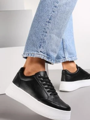 Czarne Sneakersy na Platformie Agnenia