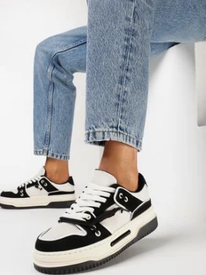 Czarne Sneakersy na Platformie z Ozdobnym Sznurowaniem Awidea