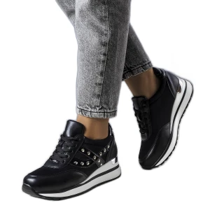 Czarne sneakersy na pogrubionej podeszwie Mely Inna marka