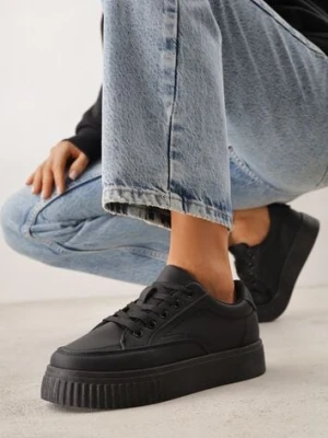 Czarne Sneakersy na Tłoczonej Platformie Zeaninia ballada