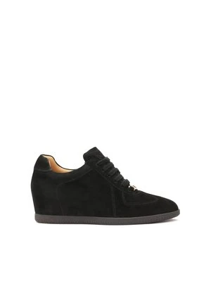 Czarne sneakersy na ukrytym koturnie Kazar