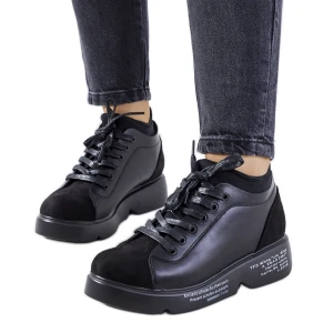 Czarne sneakersy na wysokiej podeszwie Ambly Inna marka