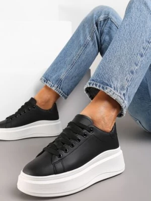 Czarne Sneakersy Ozdobione Brokatem na Platformie Aeliris