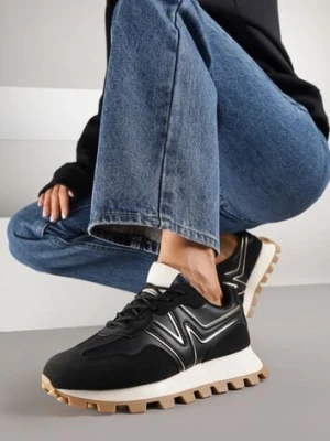 Czarne Sneakersy Ozdobione Geometrycznym Motywem Annerie maira