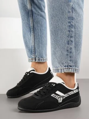 Czarne Sneakersy Ozdobione Geometrycznym Wzorem w Zeberkę Arulia mulanka