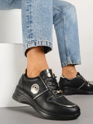 Czarne Sneakersy Ozdobione Metalicznymi Aplikacjami Hellevia