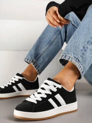 Czarne Sneakersy Ozdobione Motywem Pasków Flortewi sport