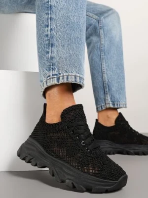 Czarne Sneakersy Ozdobione Siateczką Toliselle bestelle
