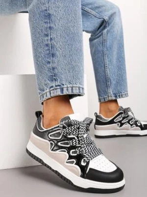 Czarne Sneakersy przed Kostkę Podwójnie Sznurowane Luretta