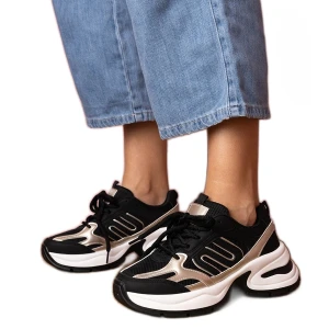 Czarne sneakersy sportowe na masywnej podeszwie Inna marka