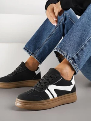 Czarne Sneakersy Tenisówki Ozdobione Geometrycznym Wzorem Shie c'm paris