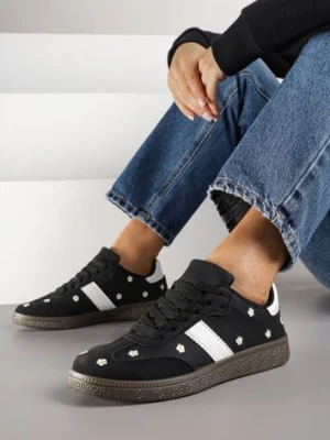 Czarne Sneakersy Tenisówki Ozdobione Kwiatkami Zummine maira