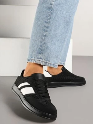 Czarne Sneakersy Tenisówki Ozdobione Paskami Amodira c'm paris