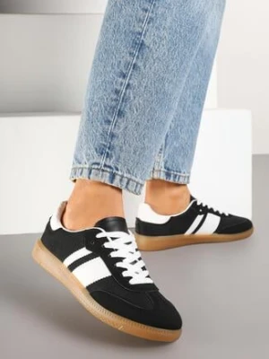 Czarne Sneakersy Tenisówki z Ozdobnymi Paskami Nelidi seastar