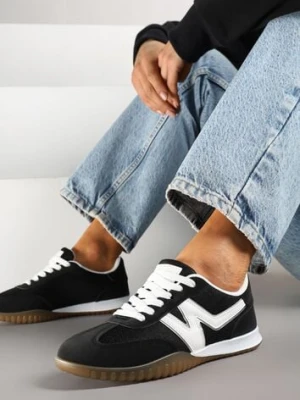 Czarne Sneakersy Typu Klasyczne Tenisówki Zdobione Przeszyciami Elanioria