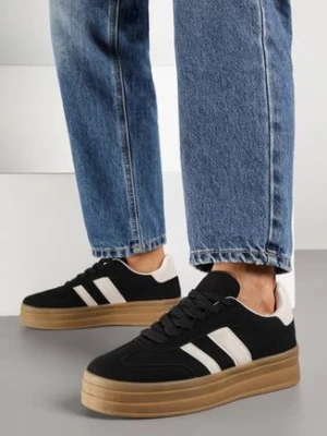 Czarne Sneakersy Typu Kultowe Tenisówki na Grubej Podeszwie Nalorela gowin