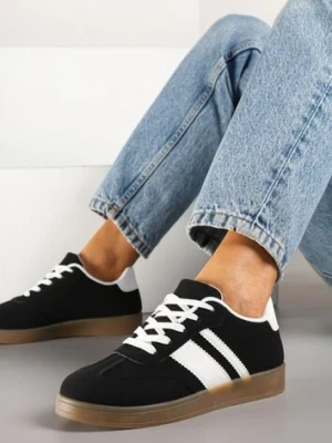 Czarne Sneakersy Typu Tenisówki Ozdobione Paskami Amolana c'm paris