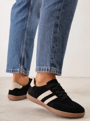 Czarne Sneakersy Typu Tenisówki w Stylu Barefoot ze Skóry Naturalnej Zesso Berrozio