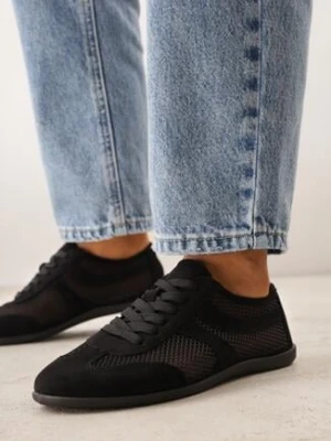 Czarne Sneakersy Typu Tenisówki z Siateczkowymi Wstawkami Corigoria modern world