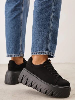 Czarne Sneakersy VICES na Platformie Typu Chunky Tassi