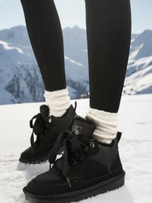 Czarne Sneakersy Vices w Stylu Śniegowców Ocieplane z Szerokim Sznurowaniem Rennith