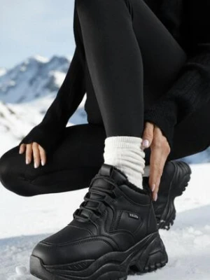 Czarne Sneakersy Vices w Stylu Traperków Chunky na Grubej Podeszwie Leandre