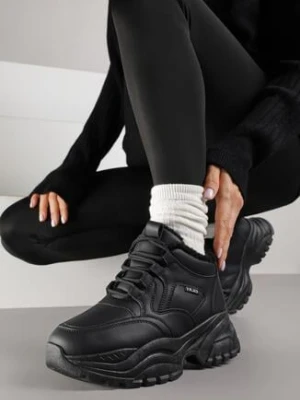 Czarne Sneakersy Vices w Stylu Traperków Chunky na Grubej Podeszwie Leandre