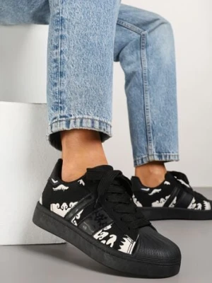 Czarne Sneakersy w Geometryczny Wzór Valdisa